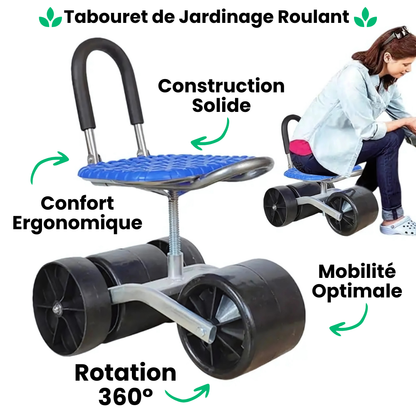 Scaun rulant ergonomic pentru grădinărit ultra-confortabil