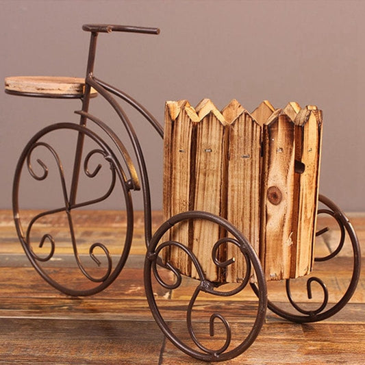 frJardioui Vélo Porte Plante en Bois Vintage