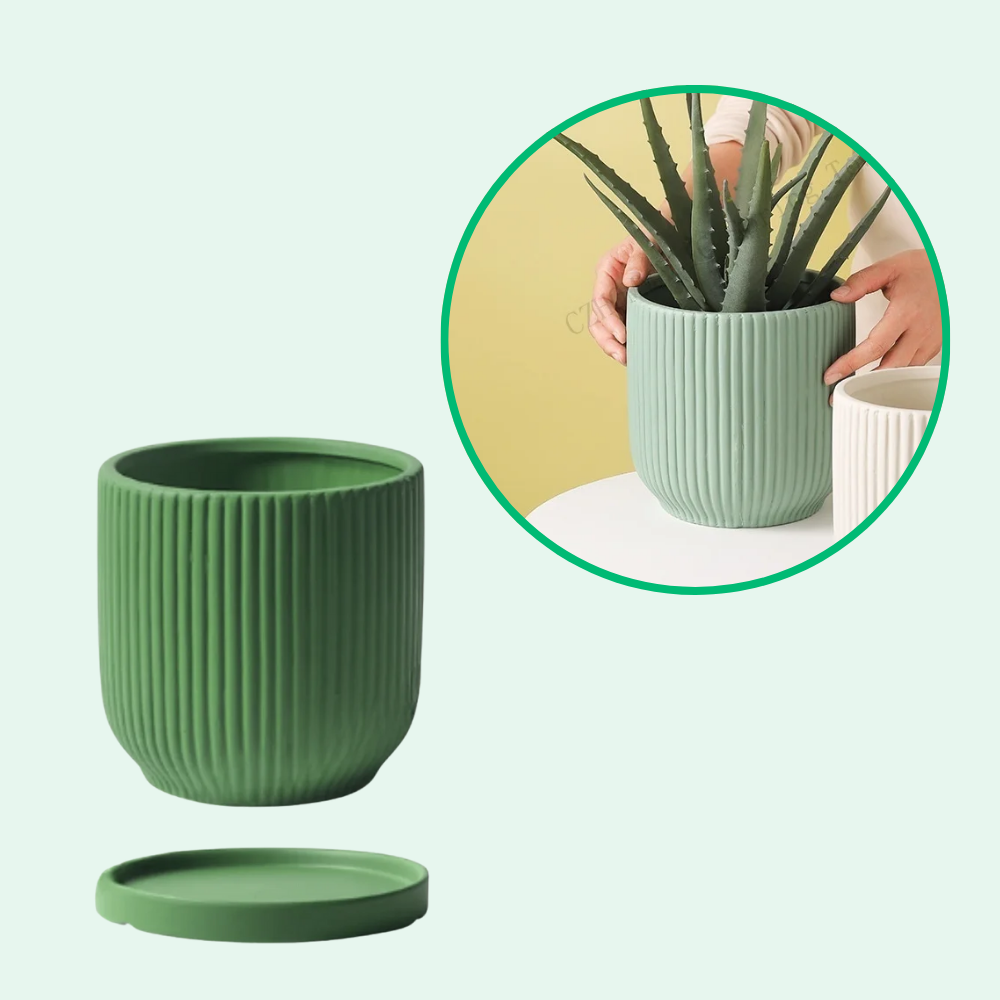 Jardioui 1 Pots (54.90 €/ pcs) / Vert Pot de Fleur en Céramique Élégant