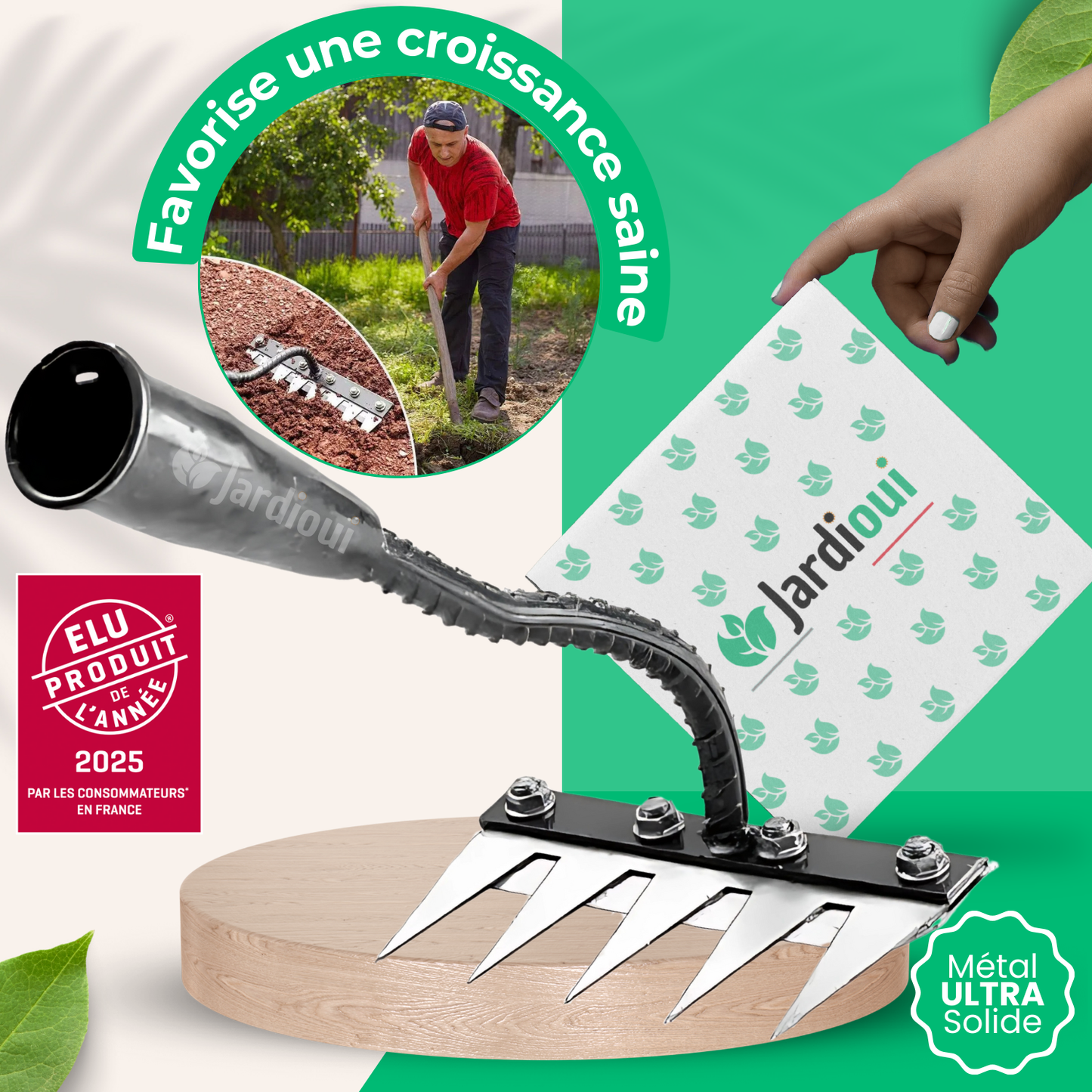 Jardioui 5 Dents Râteau Désherbant Ultra-Efficace Renforcé