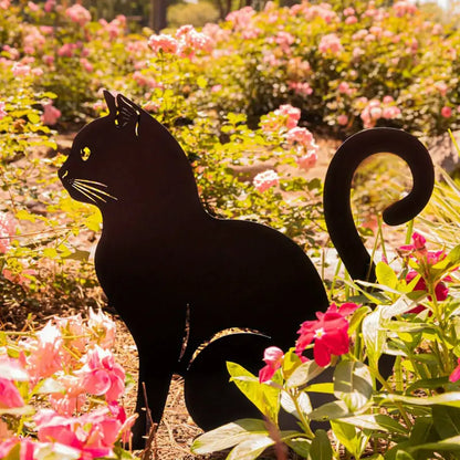 Jardioui Décoration Jardin Chat Noir Mystérieux (Lot de 2 + 1 Offerte)