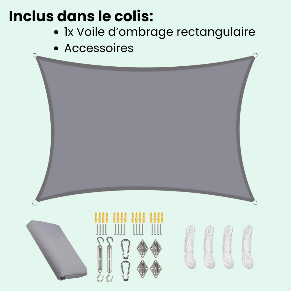 Jardioui Gris / 2x3M Voile d'Ombrage Rectangulaire Imperméable