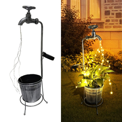 Jardioui Lampe Solaire LED Créative "Robinet Magique & Pot de Fleurs"