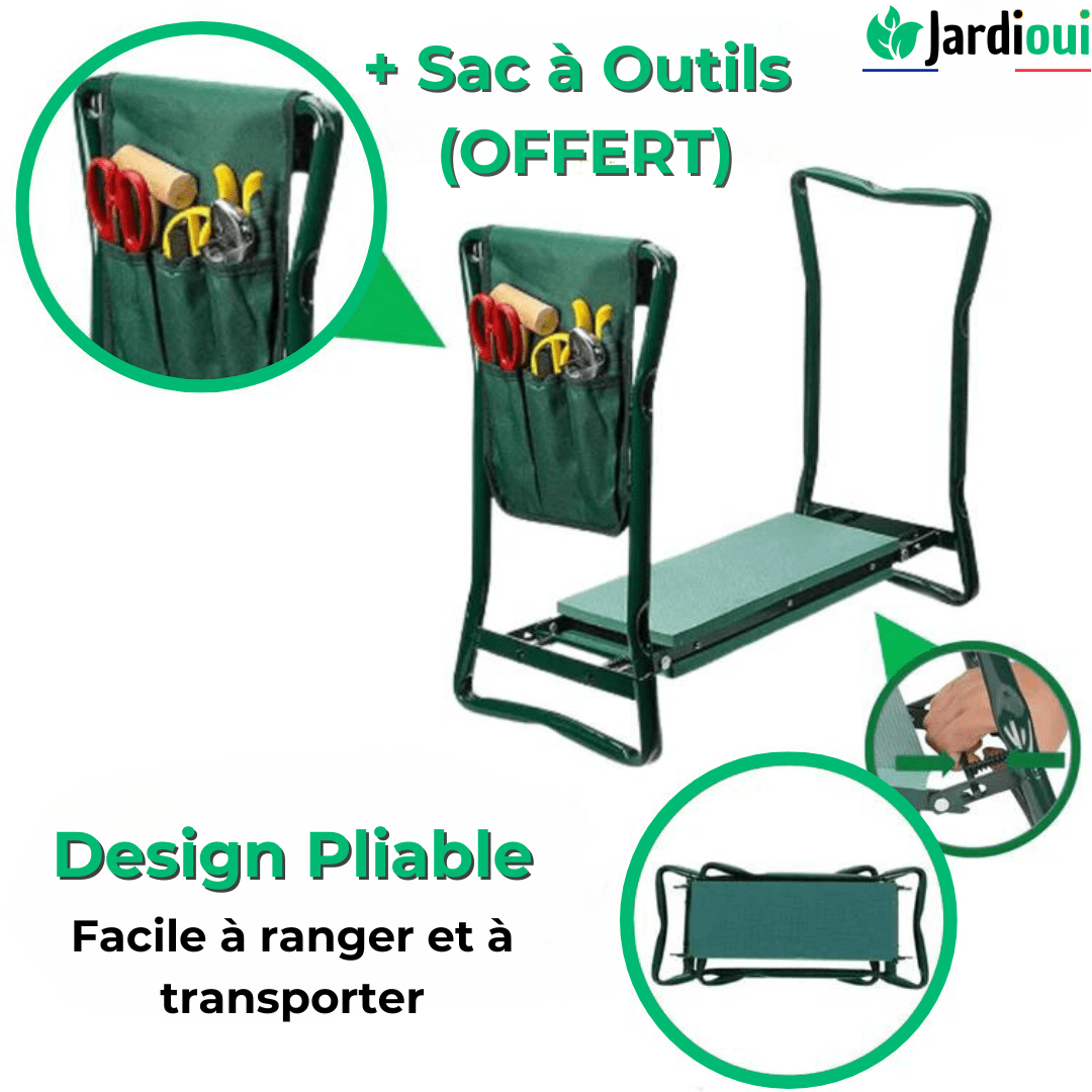 Jardioui 0 Tabouret Agenouilloir Pliable Multifonction (+Sac à Outils Offert)