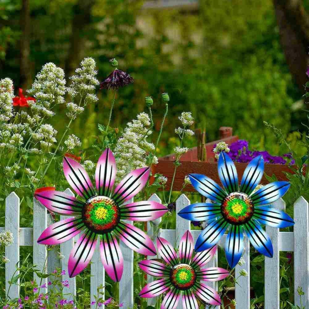 frJardioui Décoration Murale Extérieure " Fleurs Colorées "