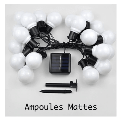 frJardioui Guirlande Solaire Multicolor / Matte / 3.5m - 10 Ampoules Guirlande d'Ampoules Solaires LED Pour Extérieur