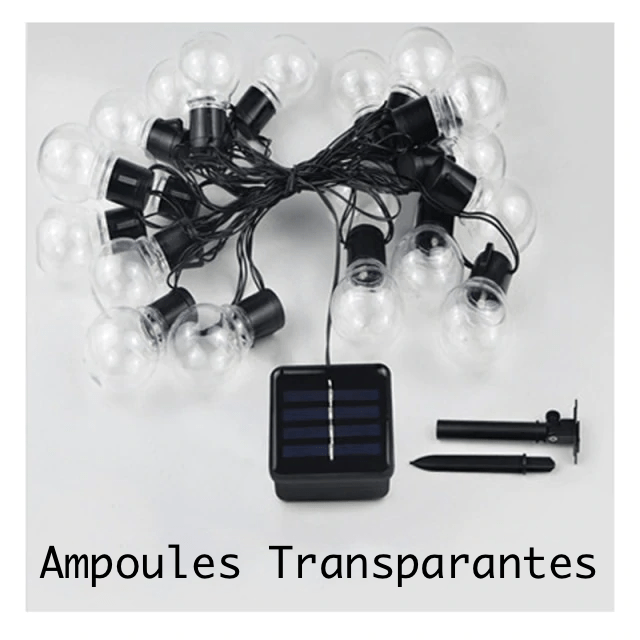 frJardioui Guirlande Solaire Multicolor / Transparant / 3.5m - 10 Ampoules Guirlande d'Ampoules Solaires LED Pour Extérieur