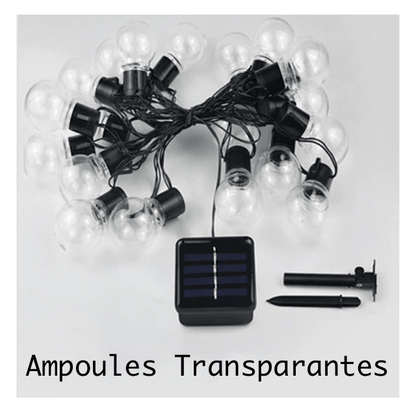 frJardioui Guirlande Solaire Multicolor / Transparant / 3.5m - 10 Ampoules Guirlande d'Ampoules Solaires LED Pour Extérieur