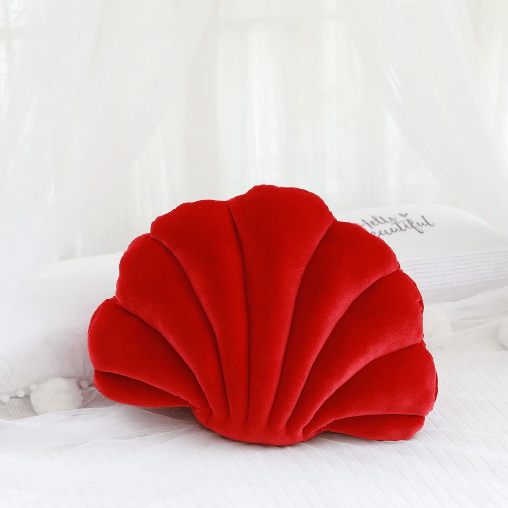 frJardioui Coussin Rouge / Moyen Coussin Coquillage en Velours